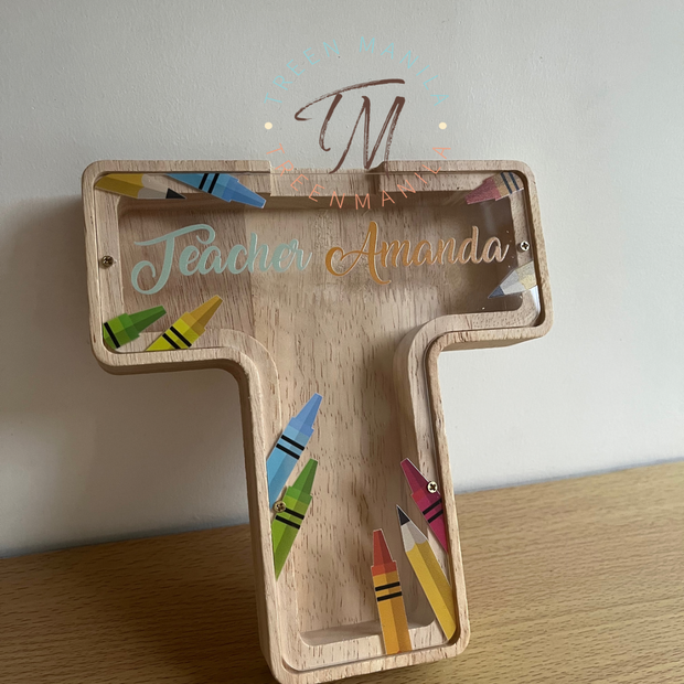 Wooden Letter Coin Bank