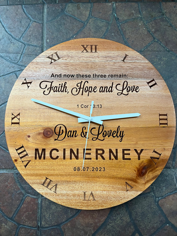 Full Engraved Wooden Clock