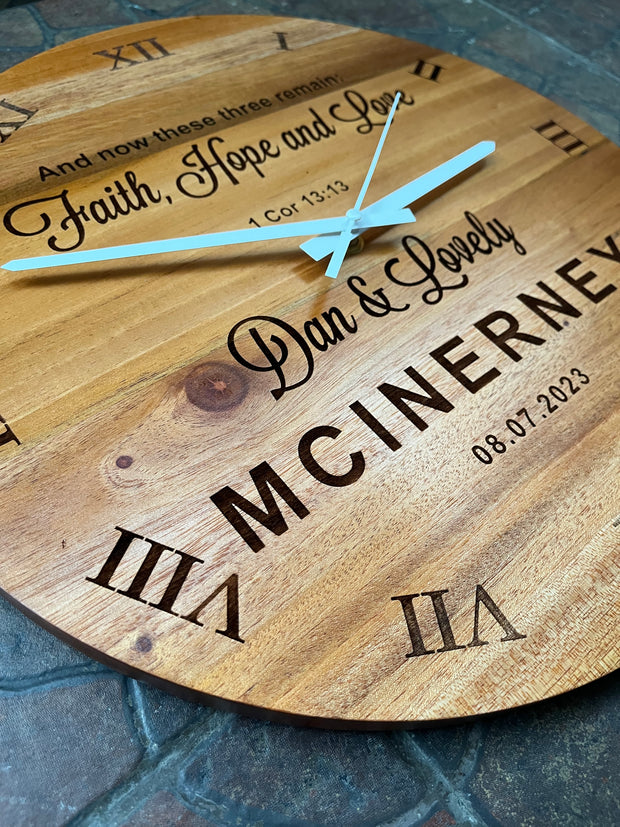 Full Engraved Wooden Clock