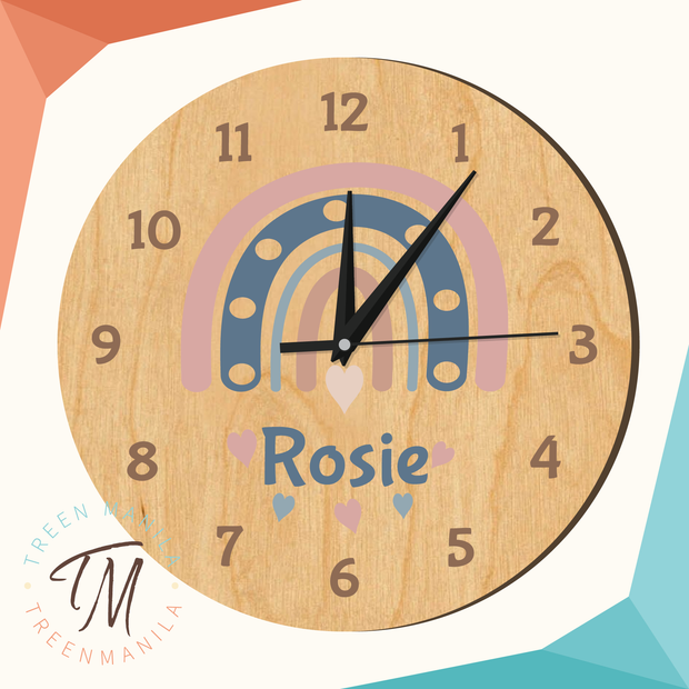 Kids Clock - Rainbow Boho Theme