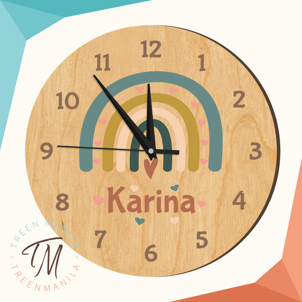 Kids Clock - Rainbow Boho Theme