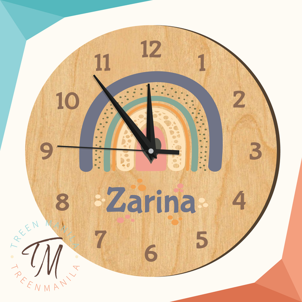 Kids Clock - Rainbow Boho Theme