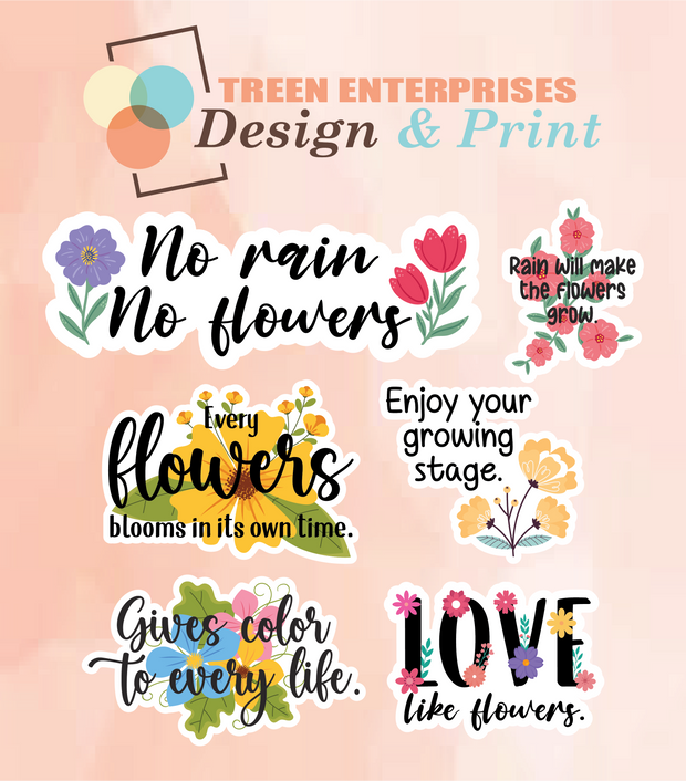 D&P Flower Quotes Sticker Set