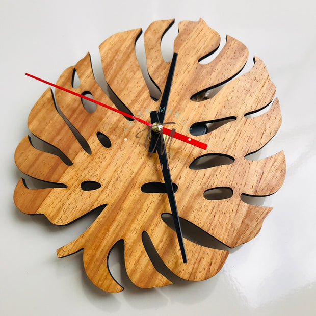 Monstera Wooden Clock