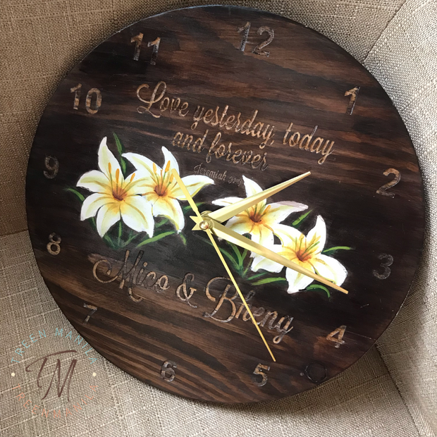 Painted Letters & Florals - Pallet Clock