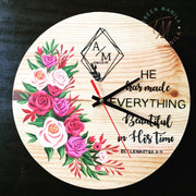 Painted Letters & Florals - Pallet Clock