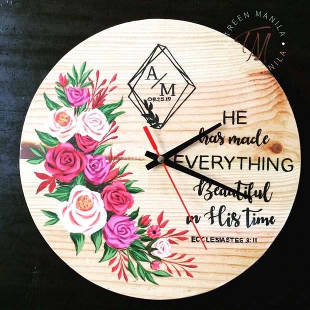 Painted Letters & Florals - Pallet Clock