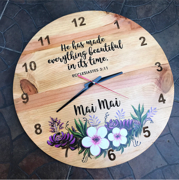 Painted Letters & Florals - Pallet Clock