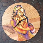 Mother & Child Wooden Clock