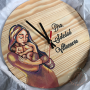 Mother & Child Wooden Clock