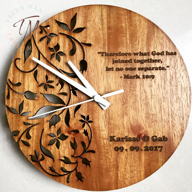 Eve Floral Clock - Wood