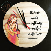 Mother & Child Wooden Clock