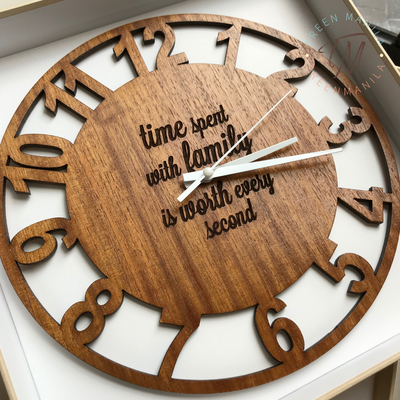 Ava Number Cut Clock - Wood