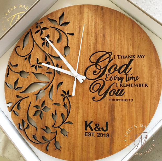 Eve Floral Clock - Wood