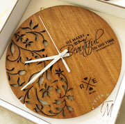 Eve Floral Clock - Wood