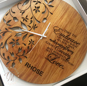 Eve Floral Clock - Wood