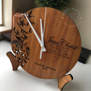 Eve Floral Clock - Wood