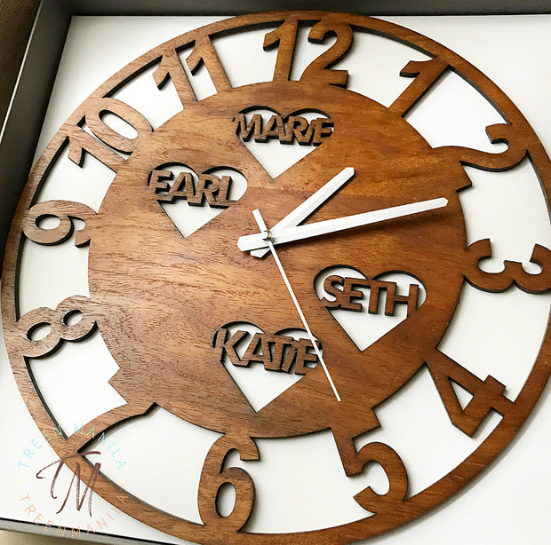 Ava Number Cut Clock - Wood