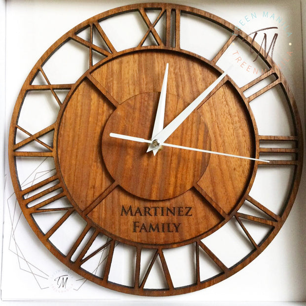 Roman Numeral Clock - Double layer Wood