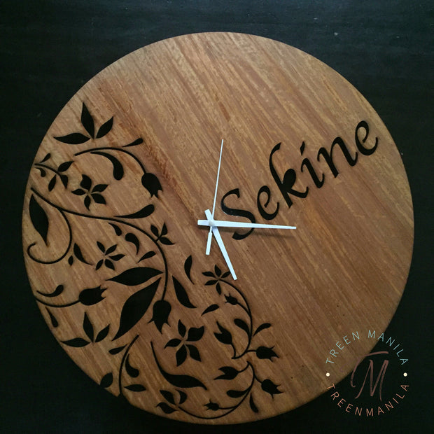 Eve Floral Clock - Wood