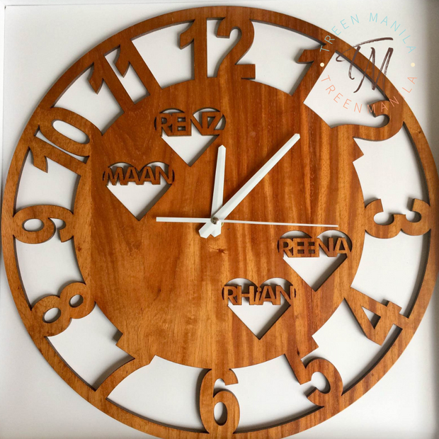 Ava Number Cut Clock - Wood